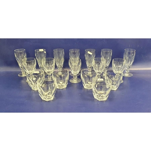 129 - Waterford cut glass part table service viz:- six tumblers, seven stem wines, four smaller stem wines... 