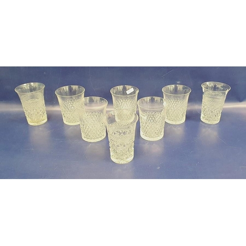 129 - Waterford cut glass part table service viz:- six tumblers, seven stem wines, four smaller stem wines... 