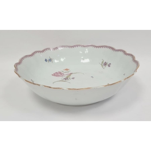 147 - Chinese export bowl painted in the famille rose palette, Percy W L Adams provenance label, 26cm dia.