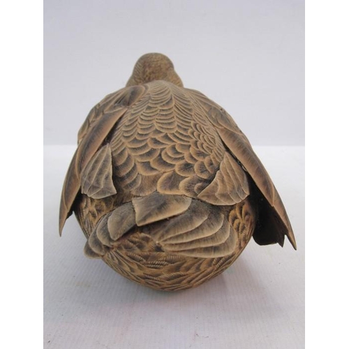 228 - Philip Nelson decoy duck of female eider duck, marked April 93 to base  17 cms h. x 38 cms length ( ... 