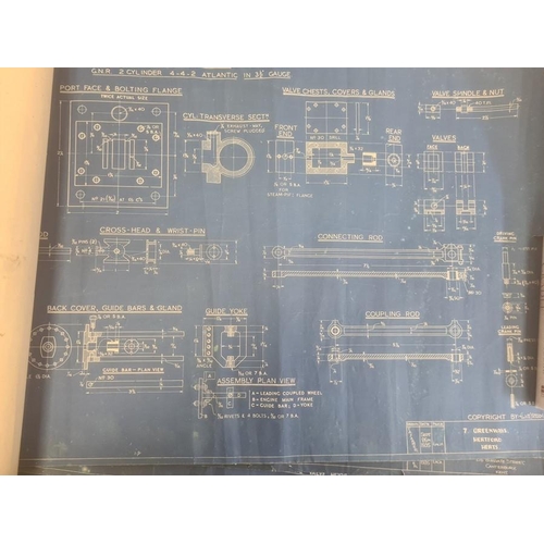 265 - Quantity 1930's and 40's locomotive blueprints 'Maisie' by L.B.S.C, GNR two-cylinder 4-4-2 Atlantic ... 