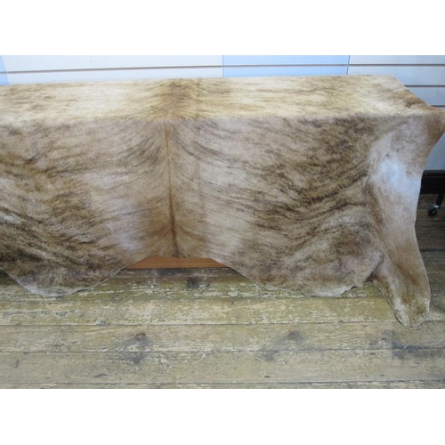 272a - Large cow skin hide throw, mottled tan colour, 197cm x 190cm approx