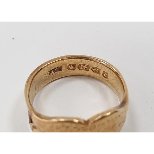 287 - Victorian 18ct gold memorial ring, Chester 1886 with engraved dedication (rubbing to engraving and l... 