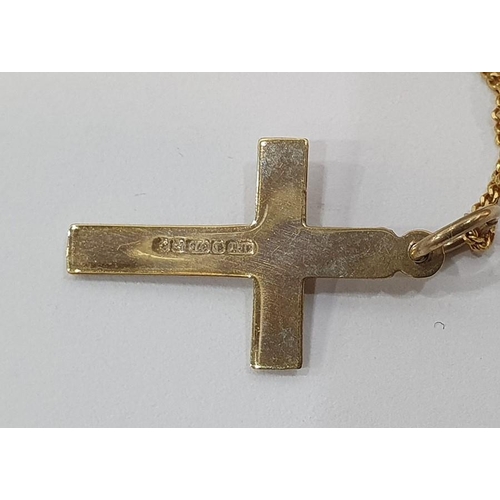 301B - 9ct gold crucifix pendant and the fine chain link 9ct gold necklace, approx 1.5g