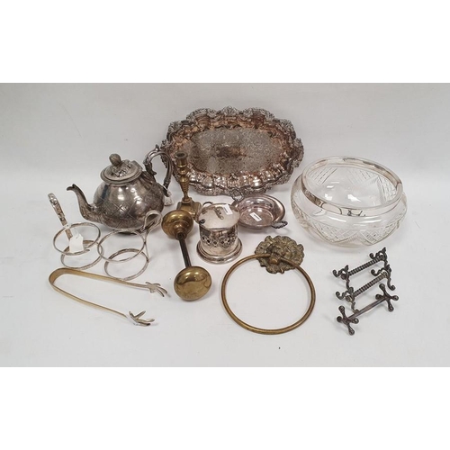 336 - Quantity of silver plated trays, salvers and a quantity of knife rests, etc.