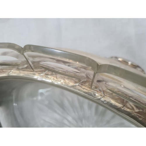 343 - A 20th century Danish silver plated and glass centrepiece, silver plated two handled base with oval ... 