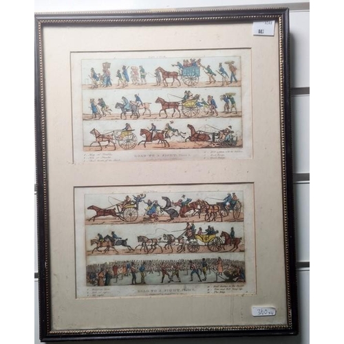 360 - Henry Alken 
 Pair coloured etchings framed as one 
 