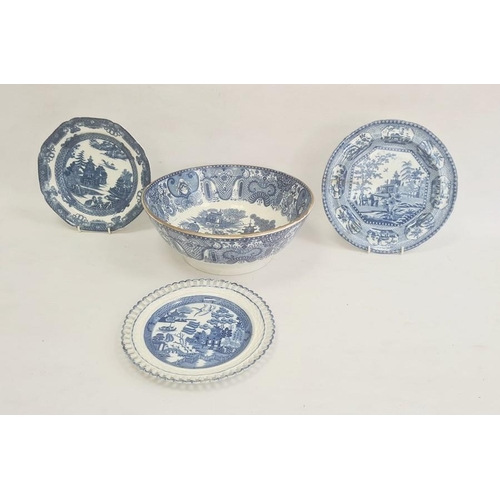 37 - Collection of Staffordshire pearlware, early 19th century, comprising a chinoiserie pavilion pattern... 