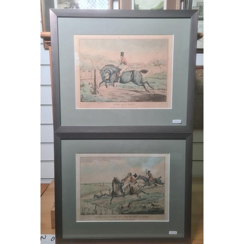 374 - After Henry Alken
 Six hand coloured etchings, 
  'Going at a chalk pit, gravel pit or river', 'Goin... 