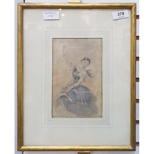 379 - Small watercolour of a dancing girl