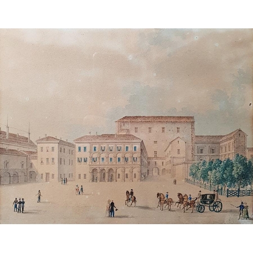 382 - Victor Jean Nicolle (1754-1826) 
 Pair watercolour drawings 
 Figures and carriages before buildings... 