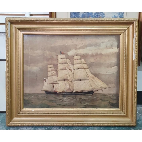 389 - 19th century school
  Watercolour
 Clipper ship at sea, unsigned, 38cm x 49.5cm