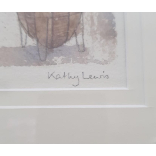 411 - Kathy Lewis (20th century) 
 Watercolour drawing 
 