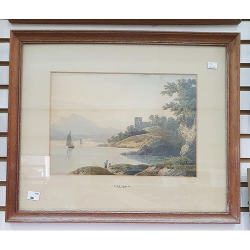 412A - John Varley (1778-1842)
 Watercolour
 Lakeside landscape with two figures in foreground, signed lowe... 