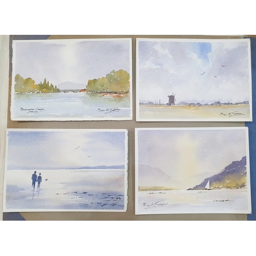 424 - Bryan A Thatcher (20th century) 
 Watercolours 
 Nine unframed, of mainly Welsh and Devon scenes, la... 