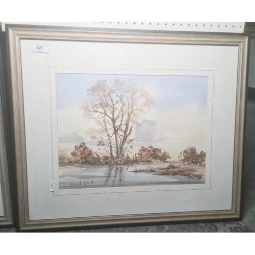 427 - David Short (?) (20th century)
 Watercolour
 Tree by pond, signed lower left, 27 x 36.5 cm