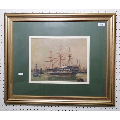 430 - 19th century school
 Oil on board
 Ships in harbour, marked to reverse signed T. Moss, dated 1887 un... 