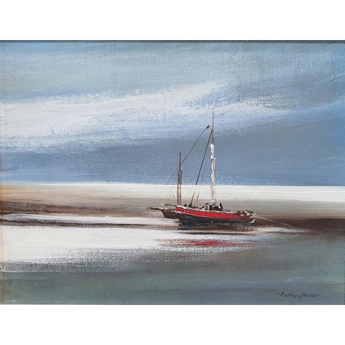 434 - Anthony Waller (Contemporary)
 Pair of oils on board
 Coastal scenes with boats, signed lower right,... 