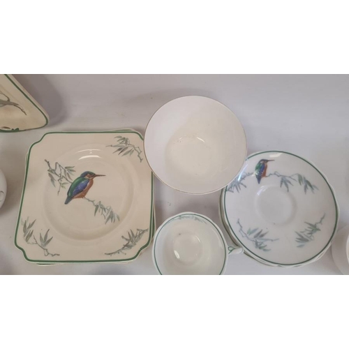 44 - Royal Doulton Kingfisher pattern composite part tea service, printed green marks, registration no. 8... 