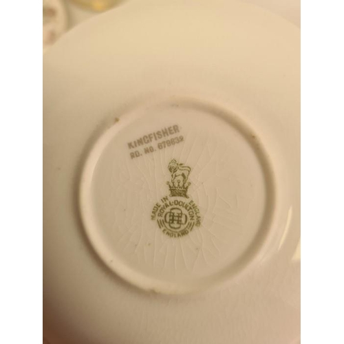 44 - Royal Doulton Kingfisher pattern composite part tea service, printed green marks, registration no. 8... 