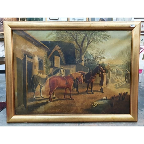 442 - Mitchell (19th century)
  Oil on canvas
 Farmyard scene with horses, signed indistinctly lower left,... 