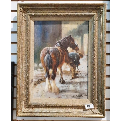 456 - Mick Causton (20th century)
 Oil on board
 Farrier with horse
 Signed lower right 1990
 34cm x 23.5c... 