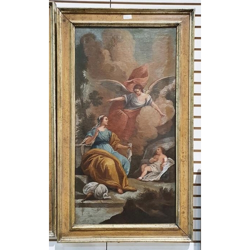 459 - 19th century school 
 Pair of oils on canvas
  Biblical scenes, unsigned, 84cm x 43cm (2)