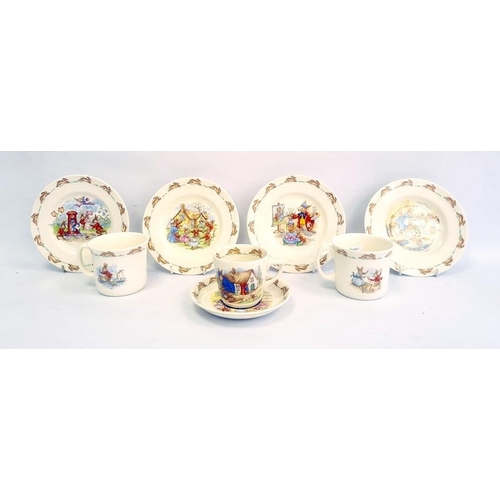 46 - Collection of Royal Doulton Bunnykins nurseryware comprising two mugs, a tea cup and saucer, four si... 