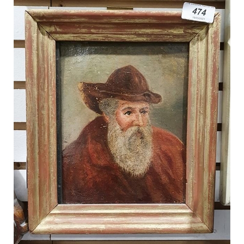 474 - Late 19th/ early 20th century
 Oil on card
 'Leonardo Di Vinci'
 Marked to reverse by Thomas Barker ... 