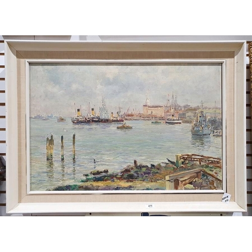 475 - A. Nickolsky (20th century)
 Oil on canvas
 Harbour scene
 Signed lower right and dated 1964
 49.5cm... 