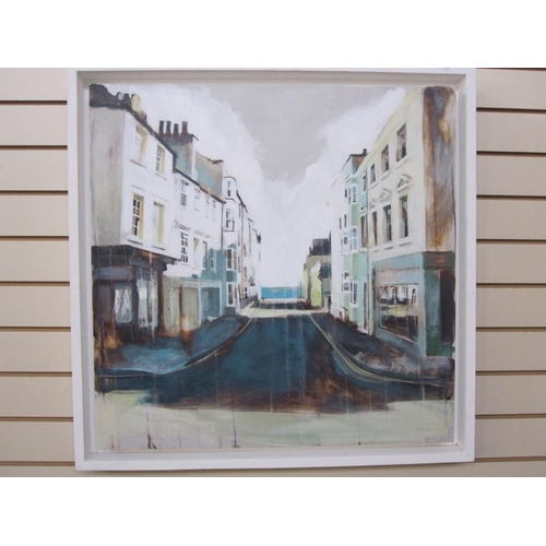 477 - Camilla Dowse
 Oil on board
 Bedford street scene, label to reverse, 25 x 26cm