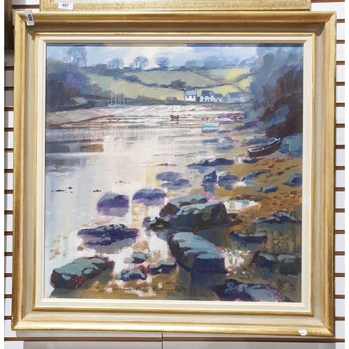 488 - Michael B Edwards (1939-2009)
 Oil on board
 'Gillan Creek, Cornwall'
 Signed lower left
 60cm x 60c... 