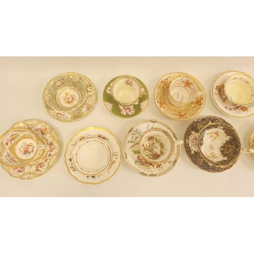 50 - Collection of English pottery and porcelain teacups and saucers, 1815 and later, including examples ... 