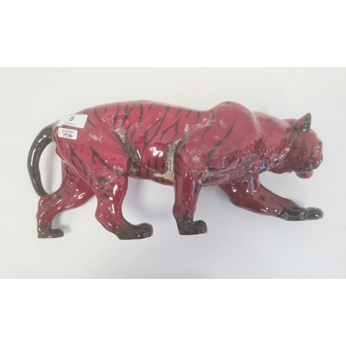 8 - Royal Doulton flambe large tiger, 35cm x 36cm approx.