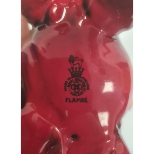 83 - Royal Doulton flambe model of an elephant, printed black marks, 13cm x 21.5cm approx