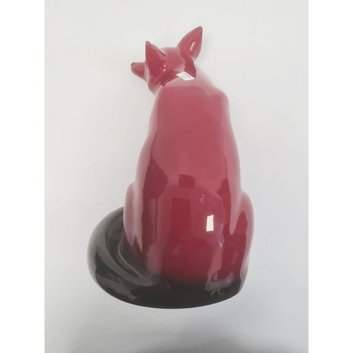 9 - Royal Doulton flambe large seated fox, 24cm approx.