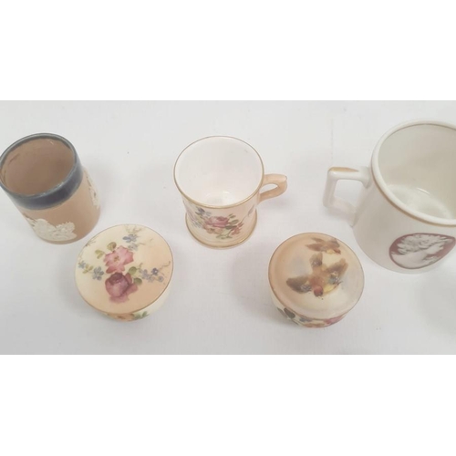 95 - Collection of English and continental porcelain miniature mugs comprising a pair of Ginori mugs pain... 