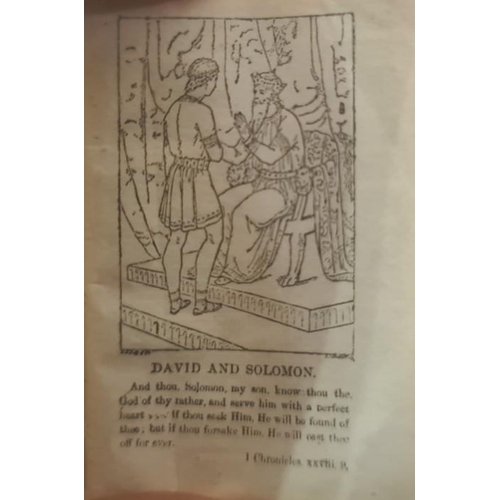 160 - Miniature bible by David Brice & Son, full leather, magnifying glass in slip folder inside front boa... 