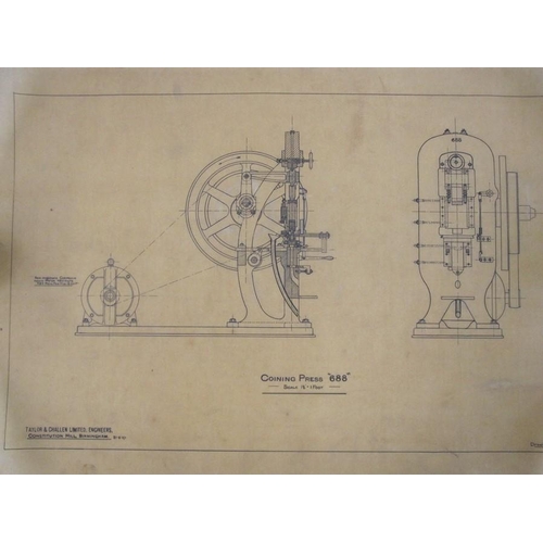 193 - 'Coining Press 688' drawing plan, dated 14/3/05, by Taylor & Challen Ltd, Engineers, Constitution Hi... 