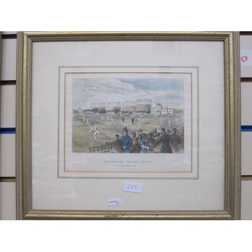 277 - Cricketing interest prints to include 'Famous English Cricketing 1880', 'Cricket at Lords in 1822', ... 