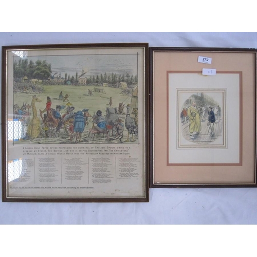 279 - Sporting interest: various prints and coloured engravings to include 'Fencing Jerry's Admiration of ... 