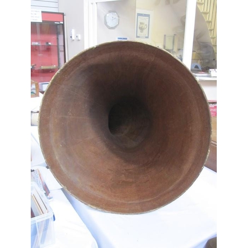 283 - Gramophone with large 28'' diameter papier mache horn, the player probably an EMG / Ginn Expert Juni... 