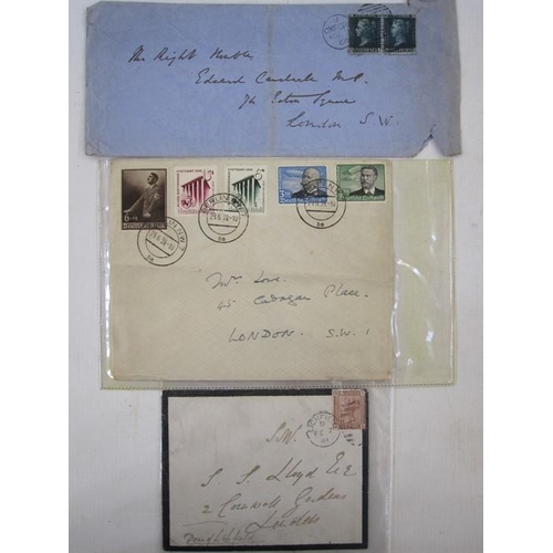 292 - Two albums 7 1d red covers and 1864 (worn cover with 2 x 2d blues, a few Nyassa and Egypt stamps, Ce... 