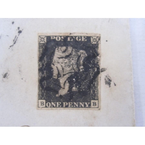 298 - 1d black (two margins) on cover, OCT 1840, plus two small envelopes with Indian stamps, 1d black use... 