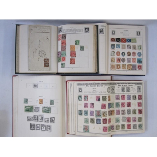 306 - Four albums of sparsely filled stamps of the World, one envelope of mostly loose stamps (5)