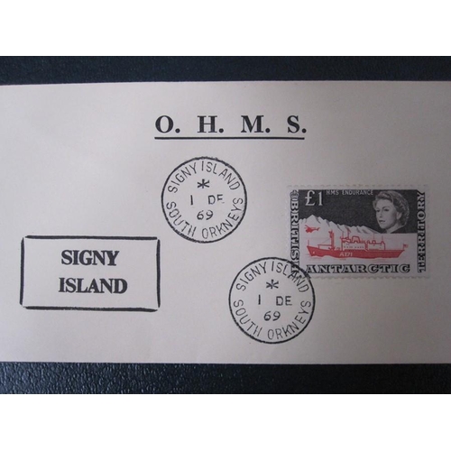 327 - Plymouth stamp album in slim case, miscellaneous covers, including Falkland Islands, Argentine Islan... 