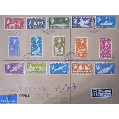 327 - Plymouth stamp album in slim case, miscellaneous covers, including Falkland Islands, Argentine Islan... 