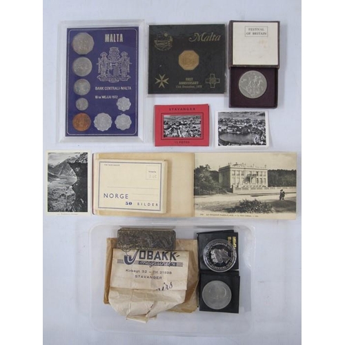 335 - Coins to include Malta limited set 1972, Malta first anniversary 13th December 1975, Festival of Bri... 