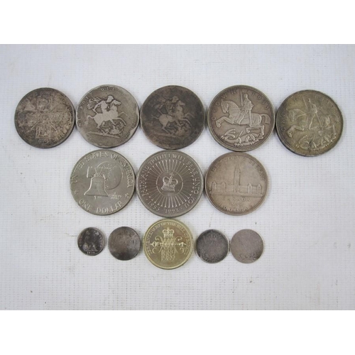 340 - Early 19th century crowns, Victorian double florin, and others etc.