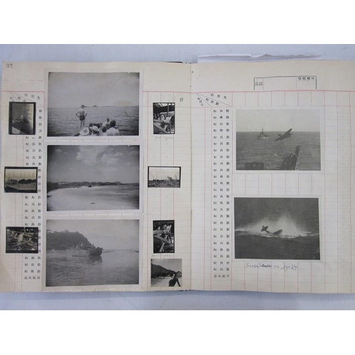 376 - Post WWII photograph album with photographs of the Aircraft carriers HMS Vulnerable and HMS Indomita... 